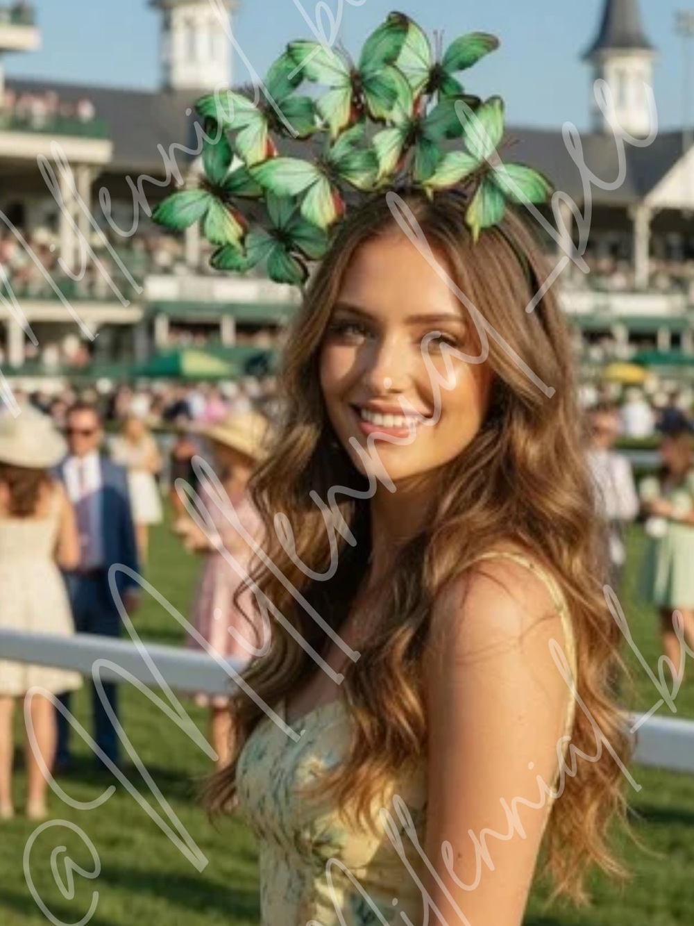Kentucky Derby Elegant Green Butterfly Fascinator Headband Statement